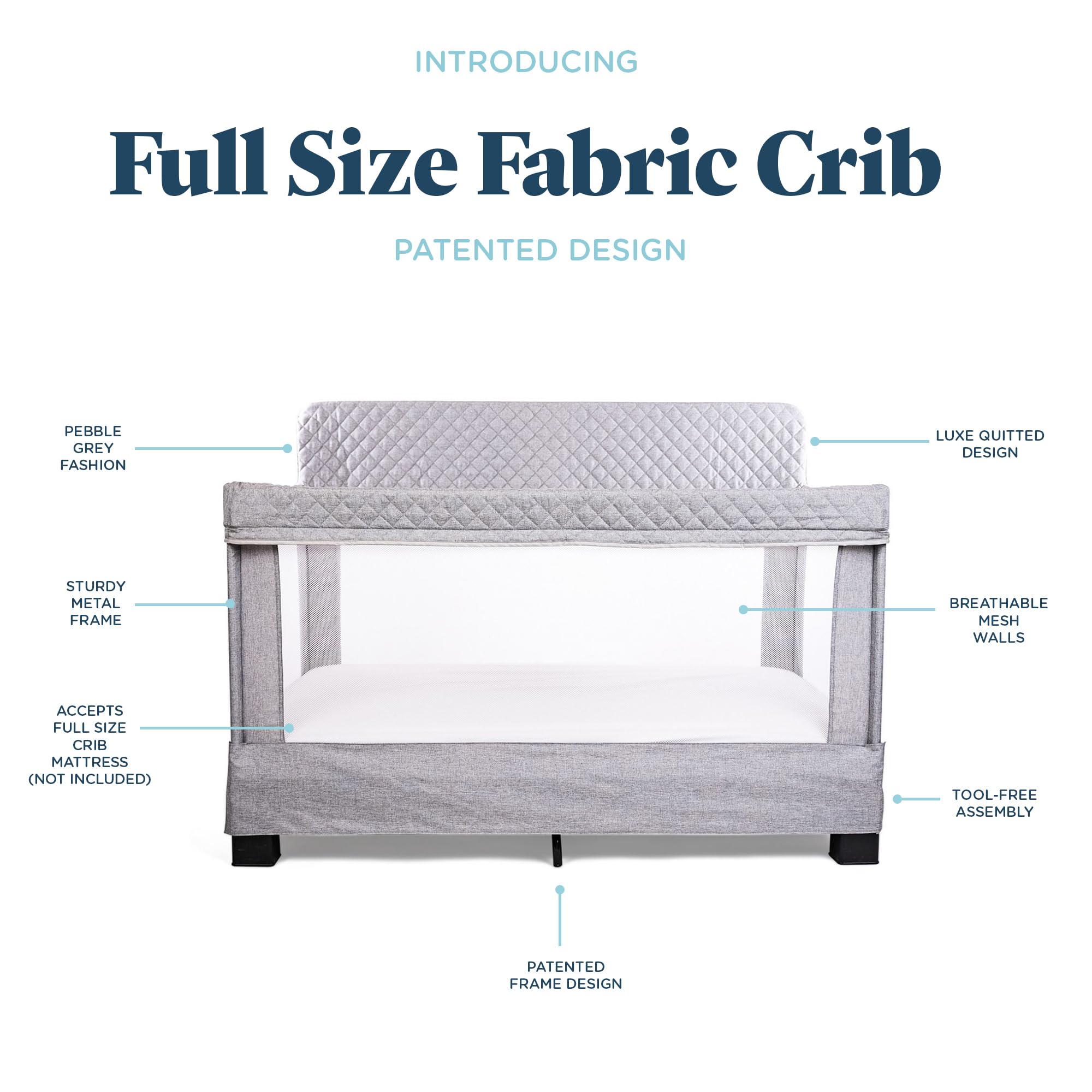 Full Size Mesh Crib with Breathable Walls