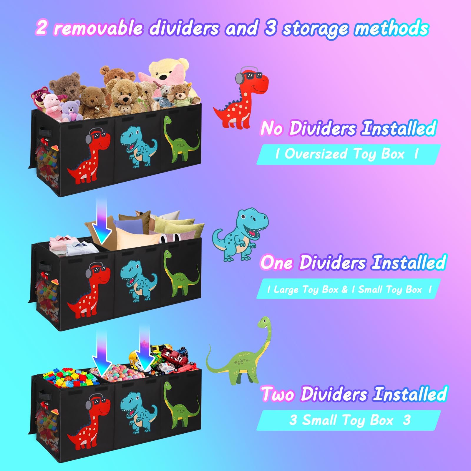 Extra Large Collapsible Toy Storage Box with Lid - 150L Capacity