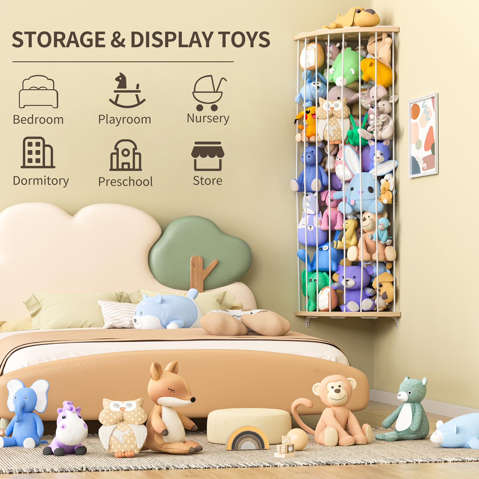 Corner Stuffed Animal Storage Organizer with Star Pattern
