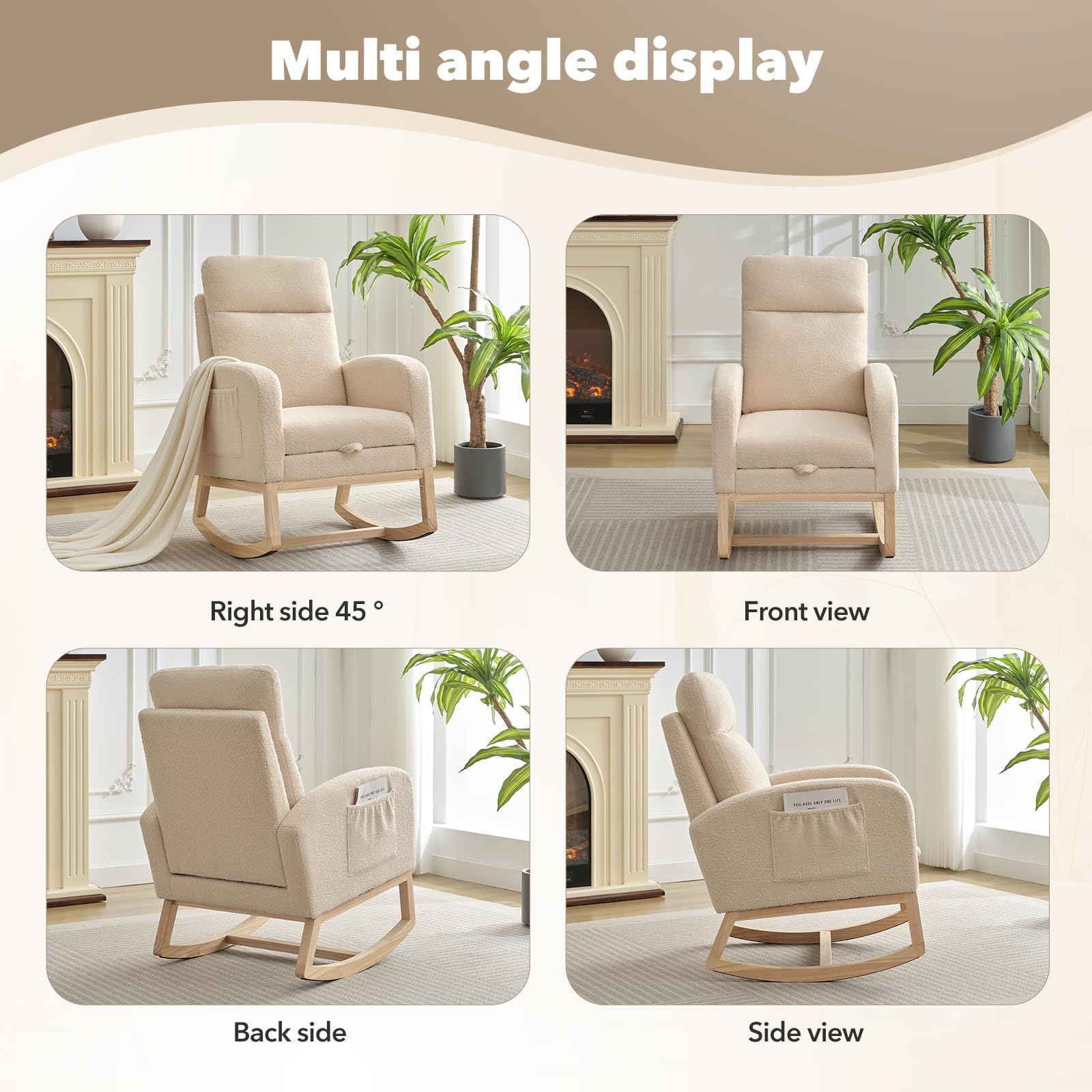 Nursery Rocking Chair with Adjustable Footrest