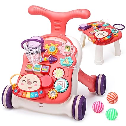 Baby Walker for Boys Girls, 2 in 1 Sit-to-Stand Learning