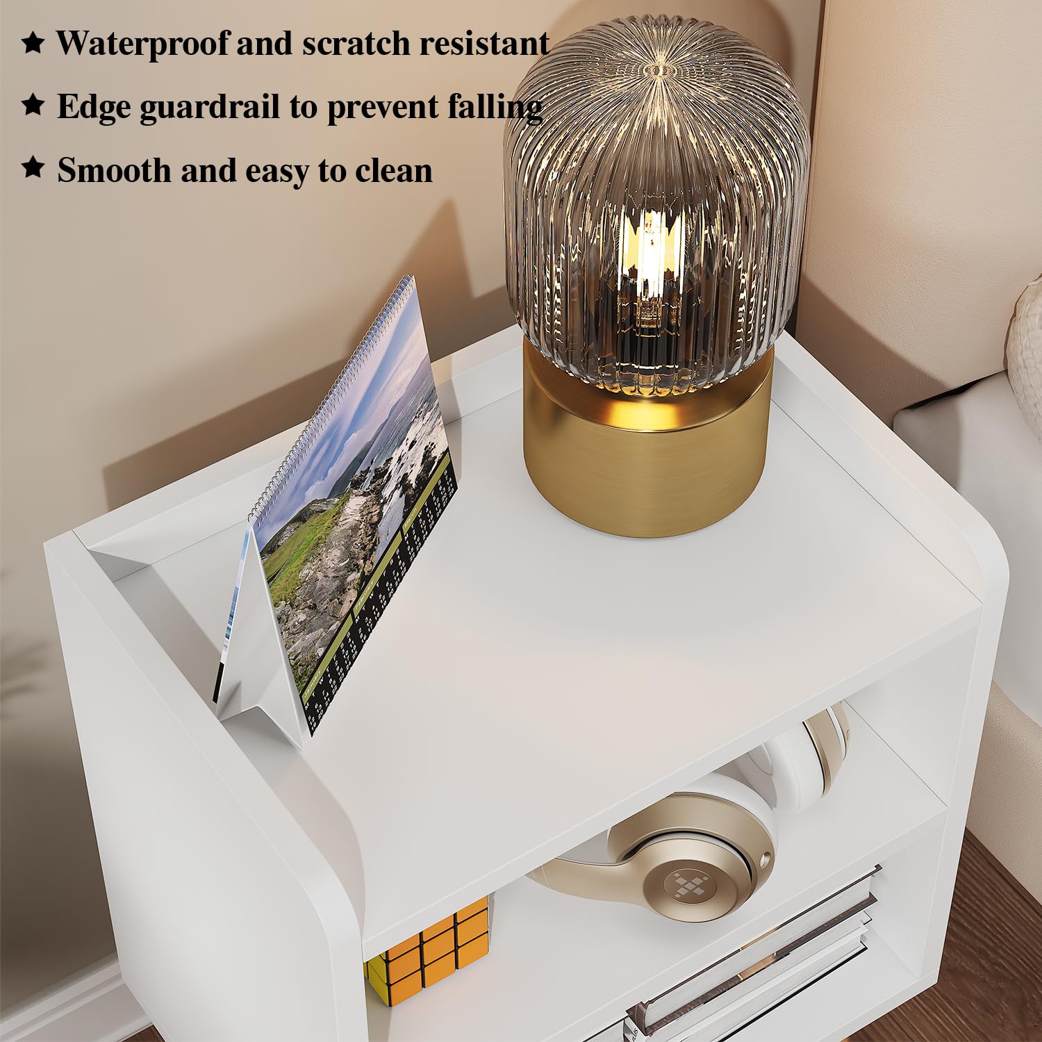 Mid-Century Modern Nightstand with Open Storage