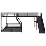 Bed Frame for Bedroom L-Shaped Twin Over Full Bunk Bed with Twin Size Loft Bed