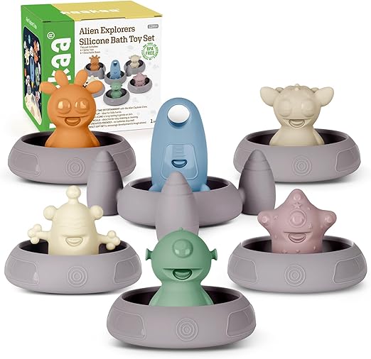 Alien Explorers Baby Bath Toys, Food Grade Silicone Toddler Bath Toys