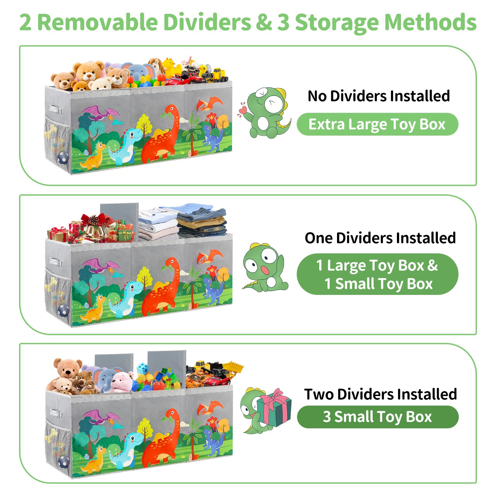 Extra Large Dinosaur Toy Storage Organizer with Lids