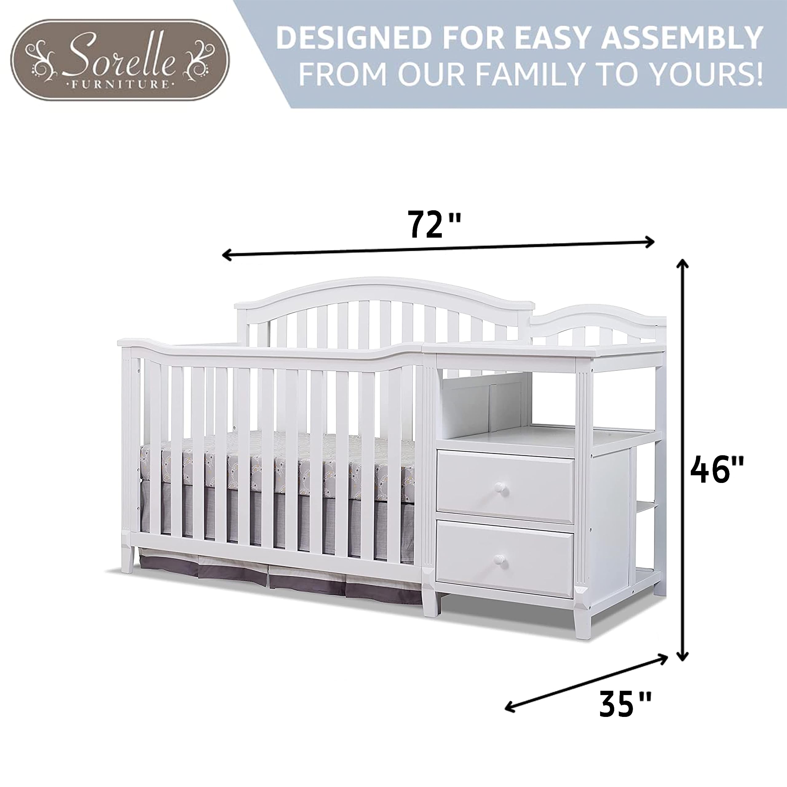 4-in-1 Convertible Crib and Changer with Storage