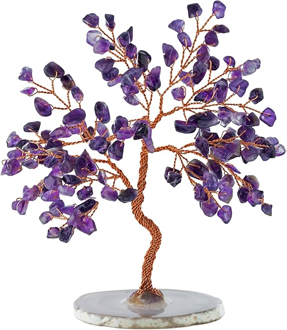 Real Amethyst Crystal Feng Shui Tree of Life Home Decor, Wrapped