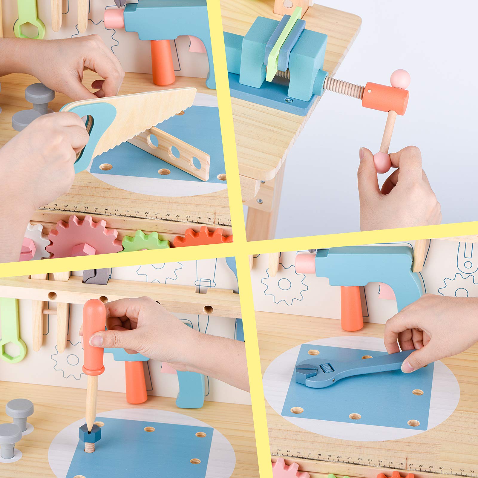 Wooden Tool Bench Workshop Playset for Toddlers