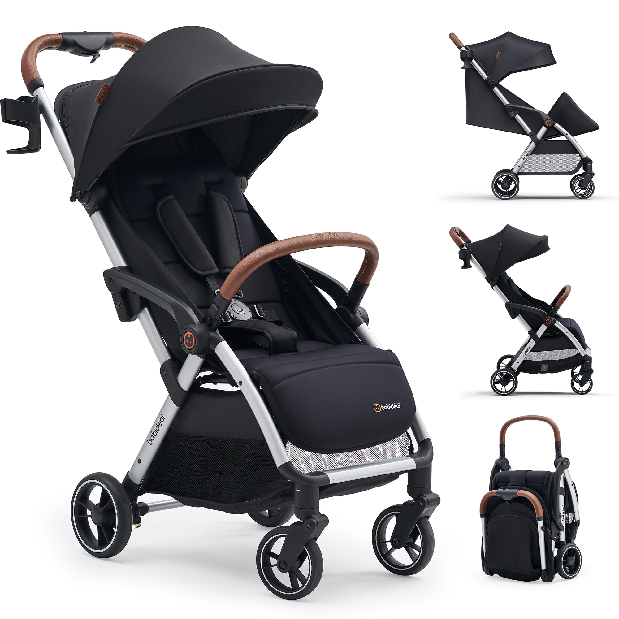 Lightweight Travel Stroller for Baby, Self-Folding Toddler Stroller with Large Canopy