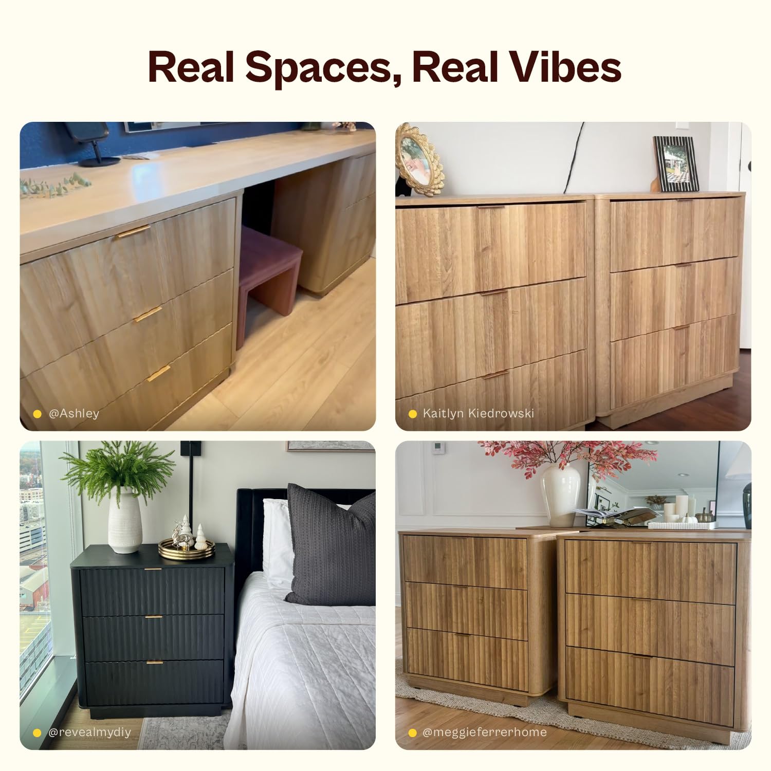 3 Drawer Dresser for Bedroom Wood Chest Organizer