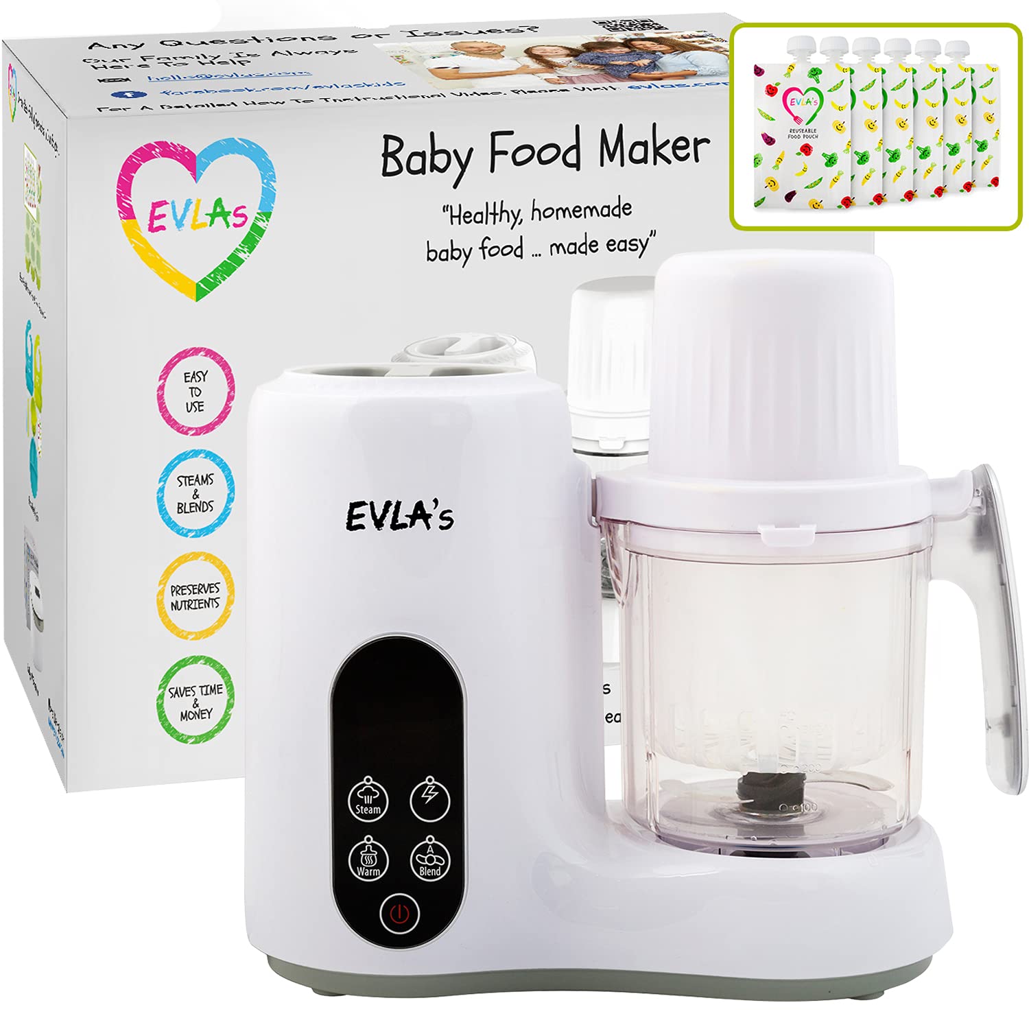 Double Baby Food Maker, Food Processor with 2 Steaming Baskets, Blender