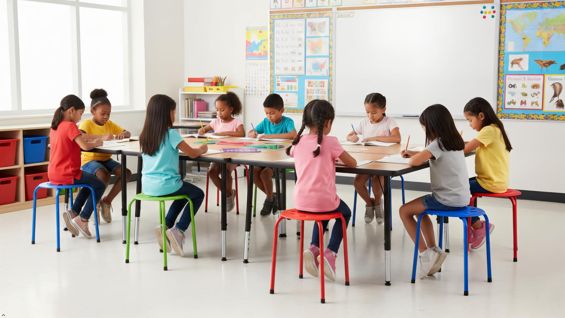 Stacking Stools Set of 5 - Portable Classroom and Office Seating