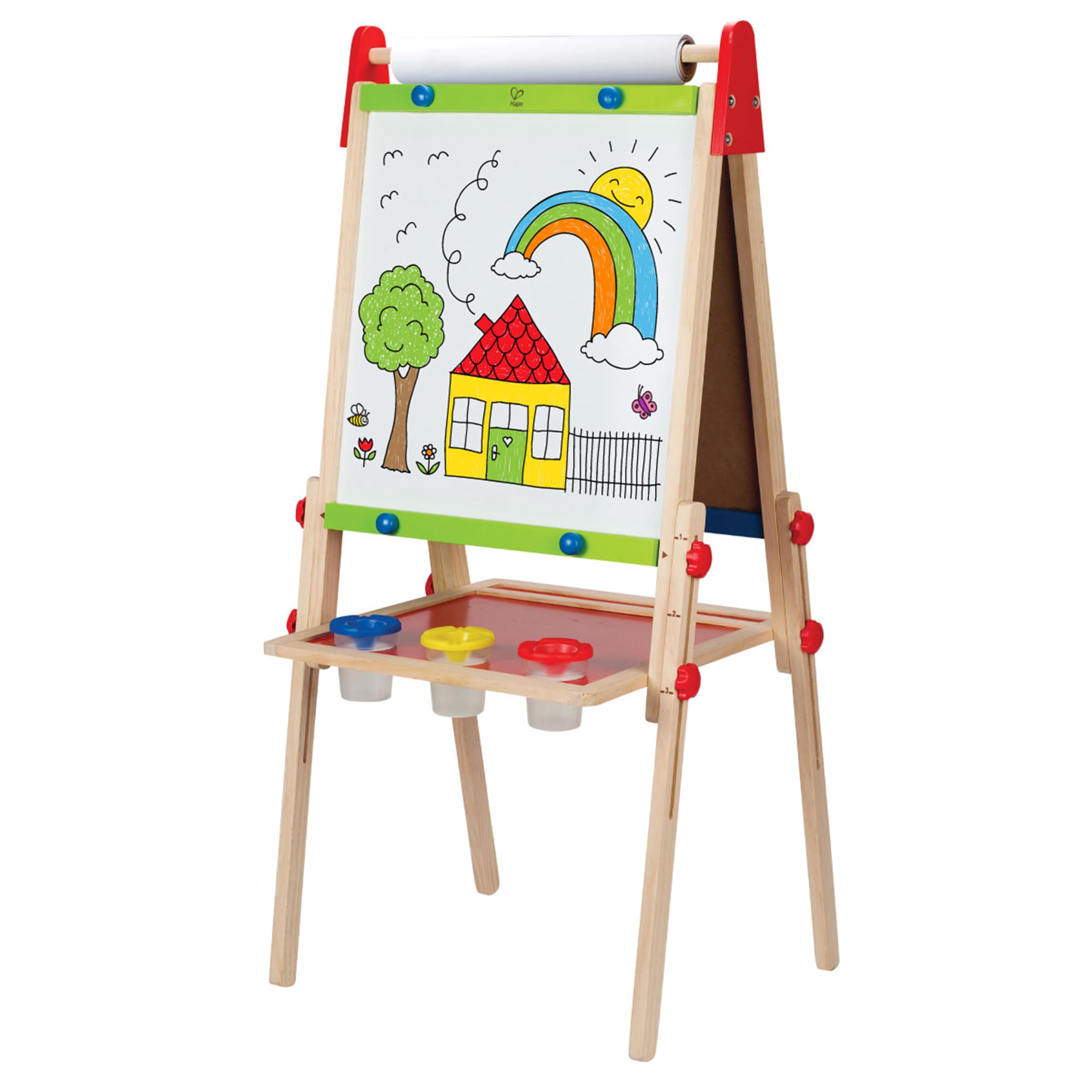 All-in-One Adjustable Kids Art Easel with Magnetic Whiteboard and Chalkboard