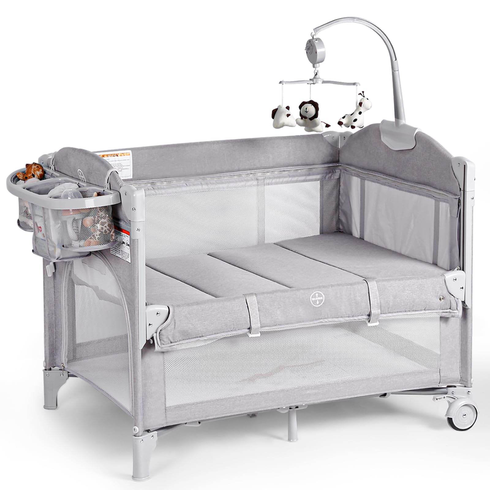 Baby Bassinets Bedside Sleeper, 4 in 1 Portable Bedside Crib w/Mattress