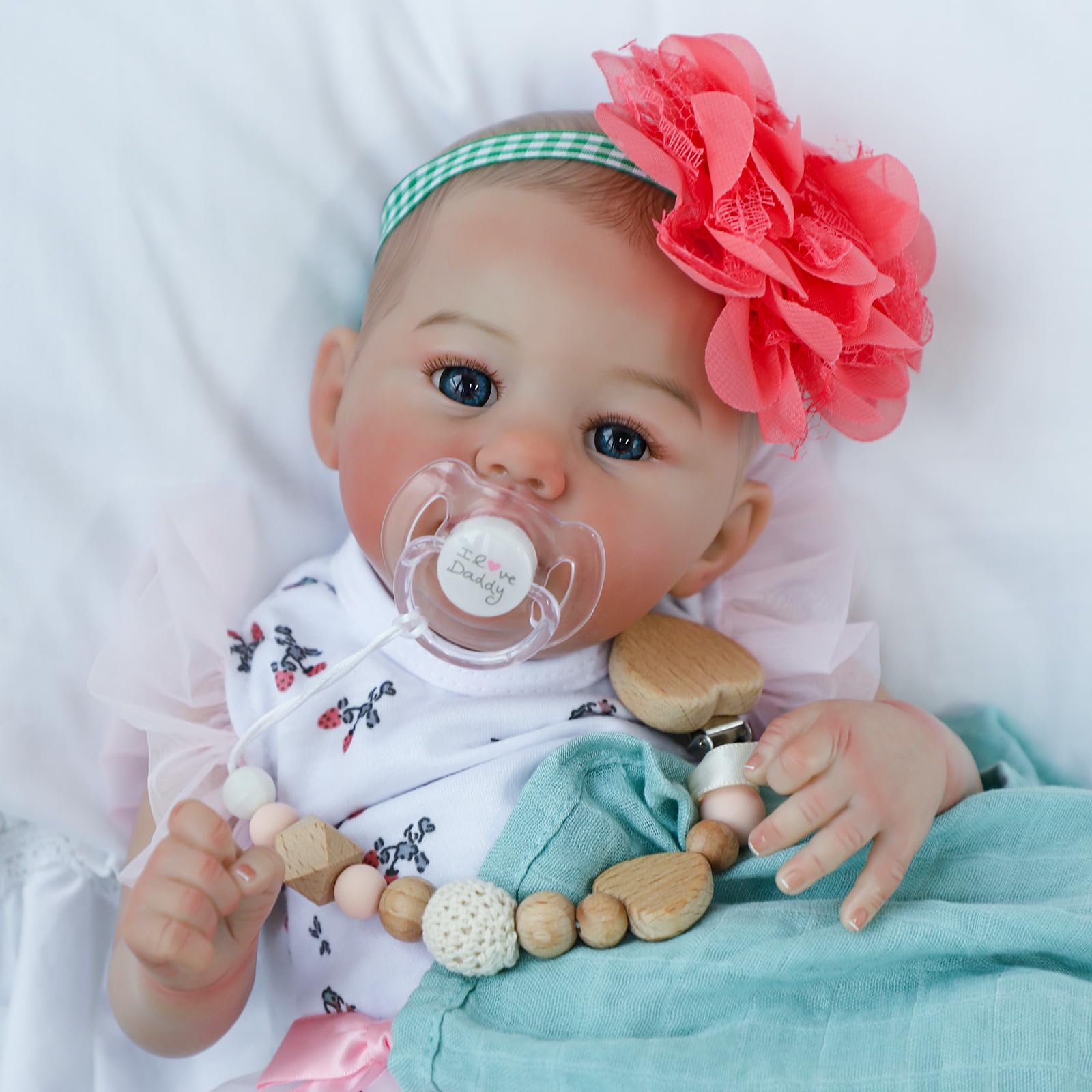 Realistic Reborn Baby Dolls, 18 Inch Lifelike Newborn Eyes Open Girl Real Life Soft Cloth Body
