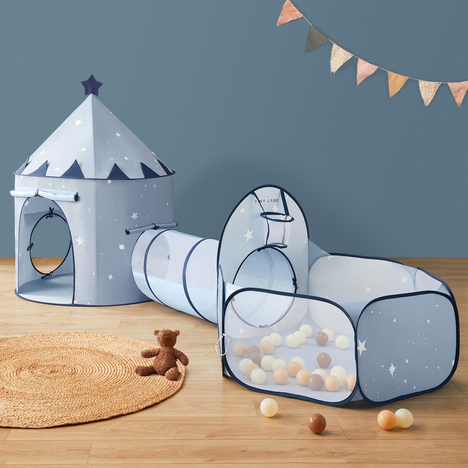 3-in-1 Toddler Play Tunnel with Ball Pit and Tent