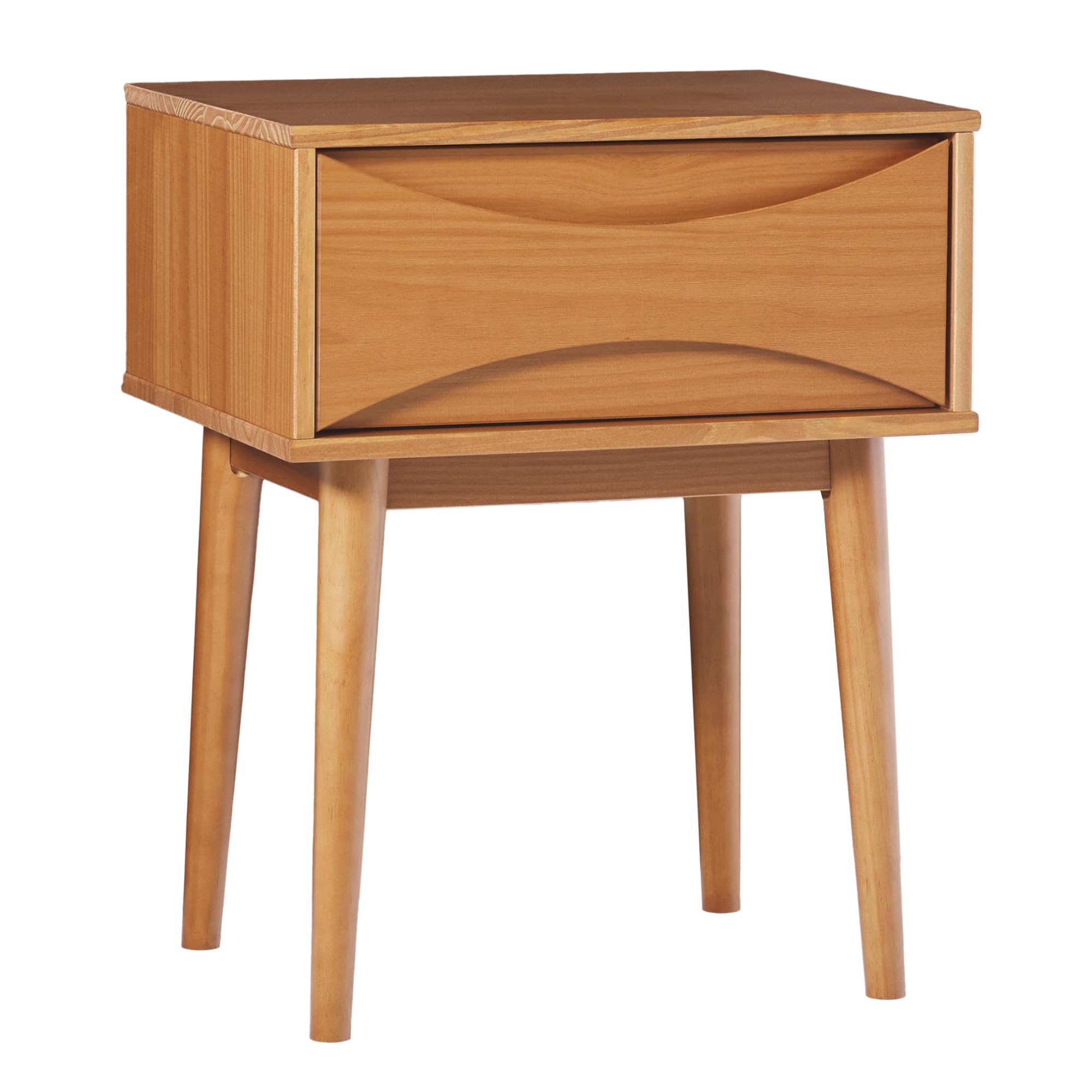 Solid Wood Retro 1-Drawer Nightstand