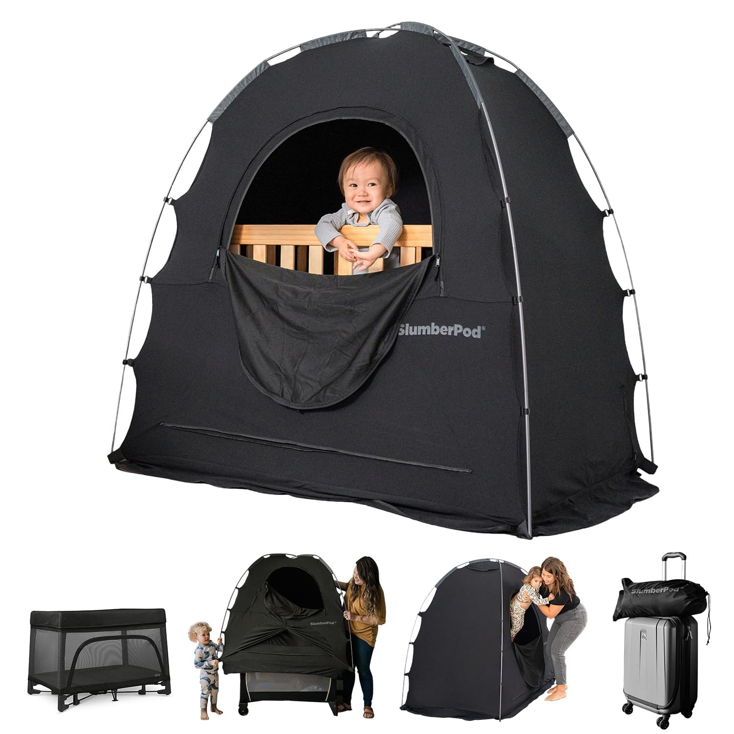 Blackout Sleep Tent for Babies and Toddlers with Monitor Pouch