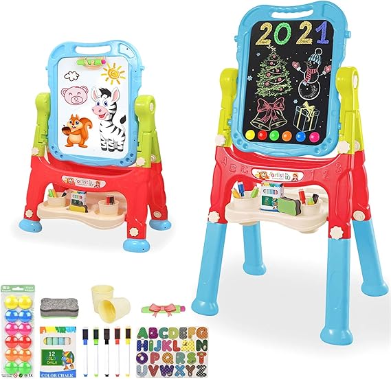 Art Easel for Kids, Adjustable Standing Rotatable Double Sided Easel