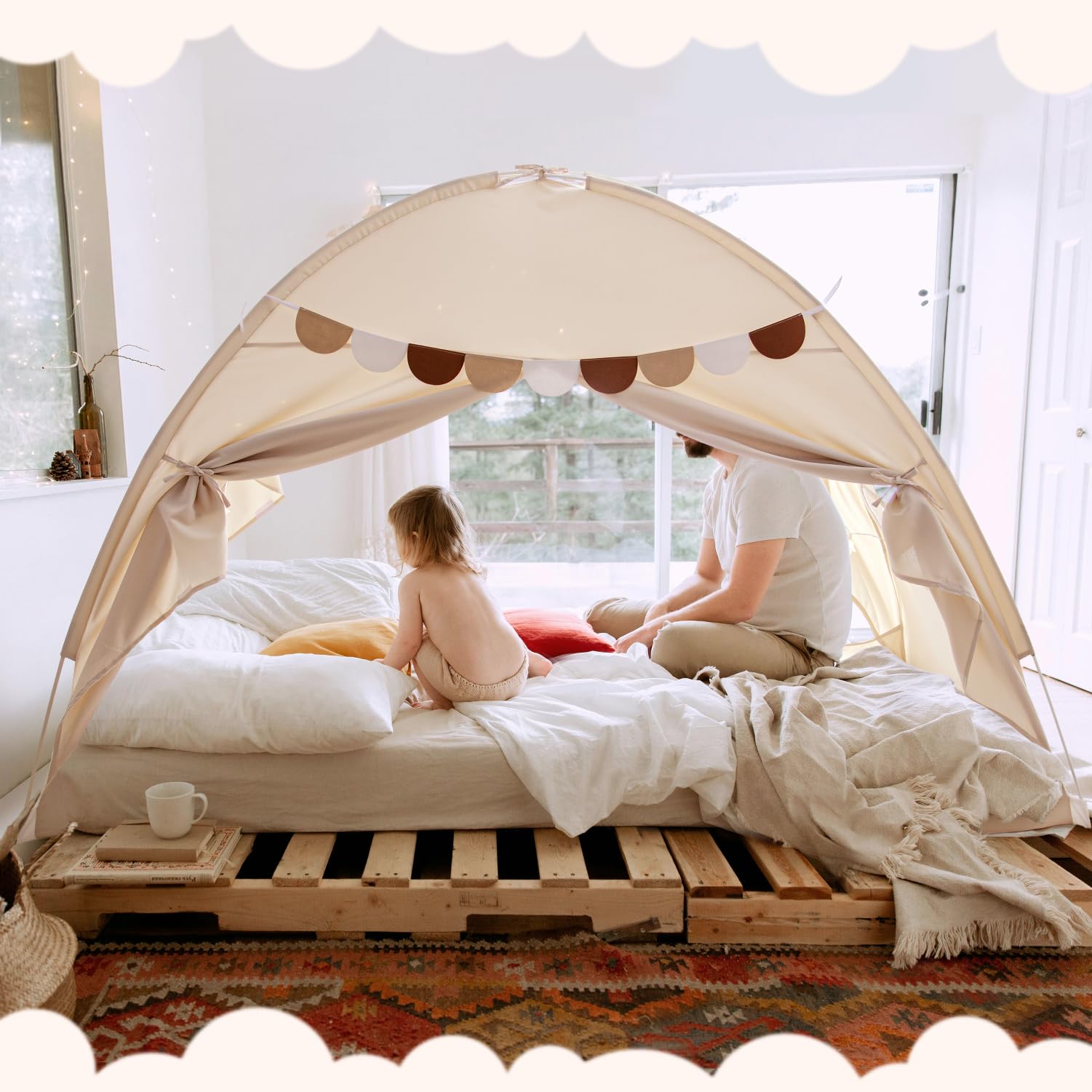 Twin Bed Tent Canopy with Privacy Space and Blackout Design