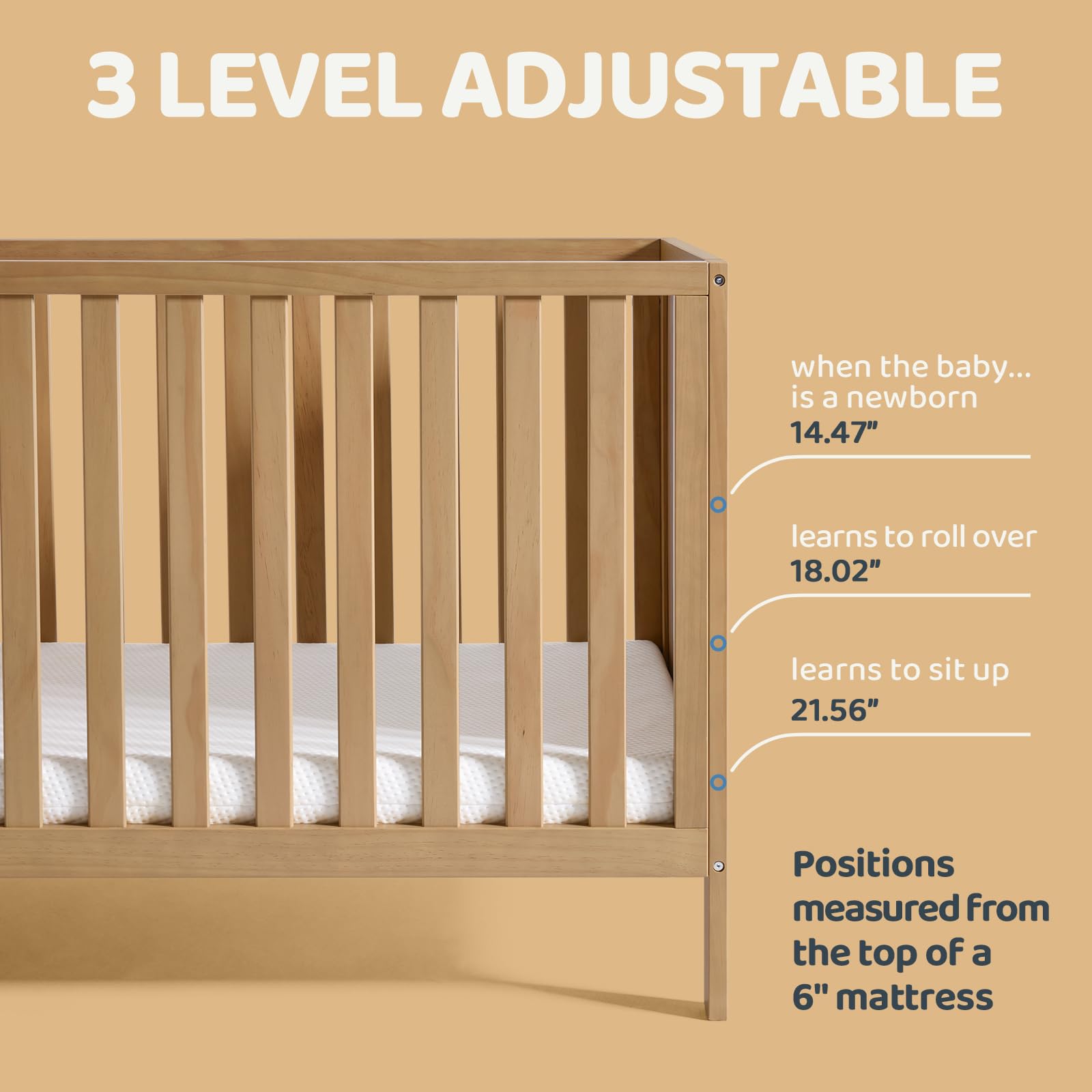 5-in-1 Convertible Crib with Adjustable Heights