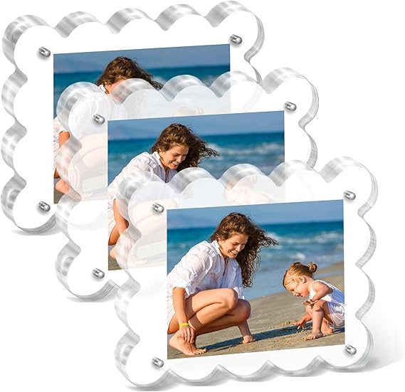 Clear Picture Frames 3Pack - Acrylic Magnetic Photo Frame 4×4 Inch