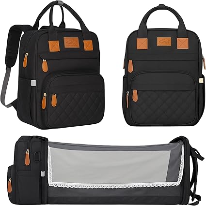 Diaper Bag with Changing Station, Insulated Pockets for Bottles