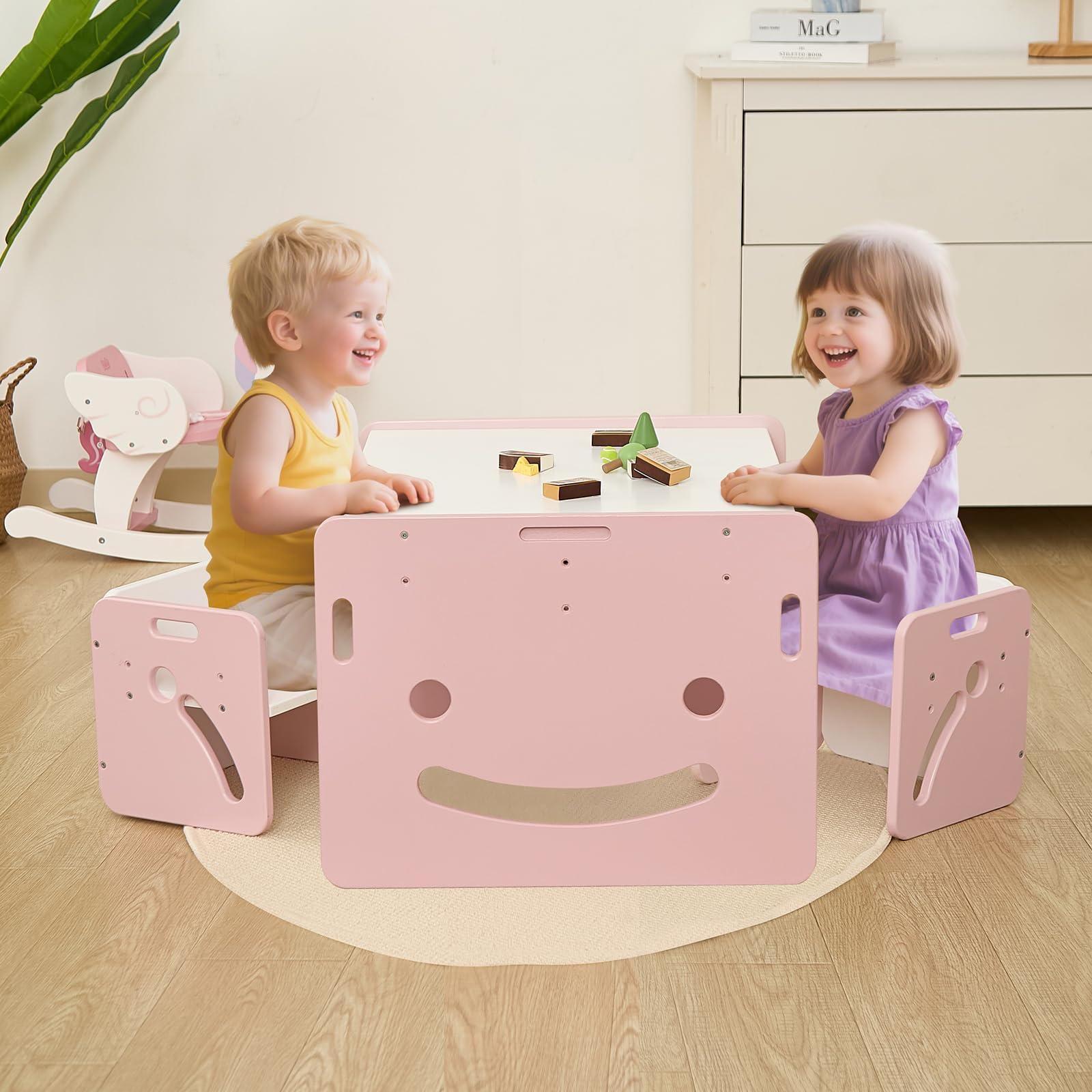 Montessori Toddler Table and Chair Set Pink