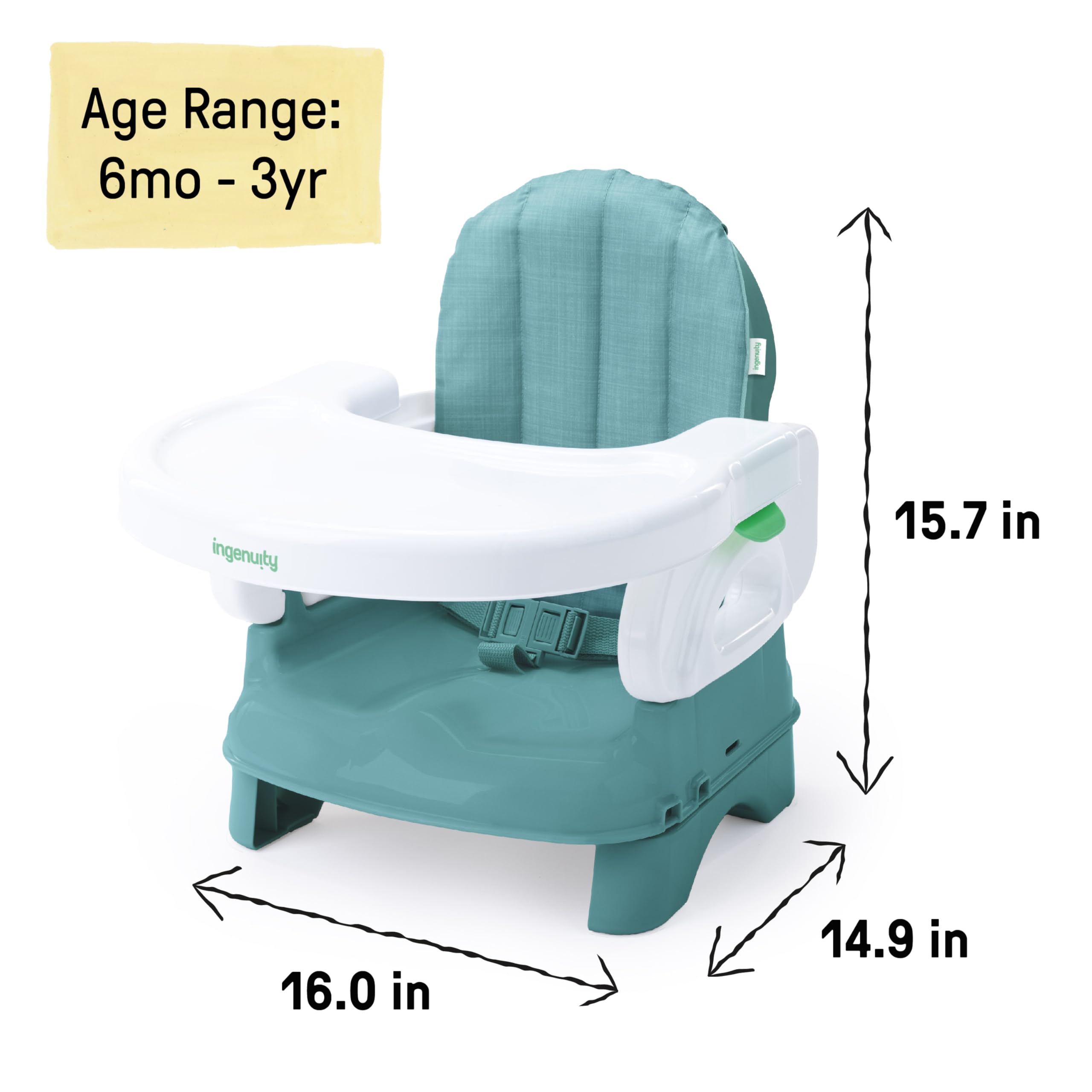 Folding Booster Seat with Adjustable Height and Cushioned Comfort
