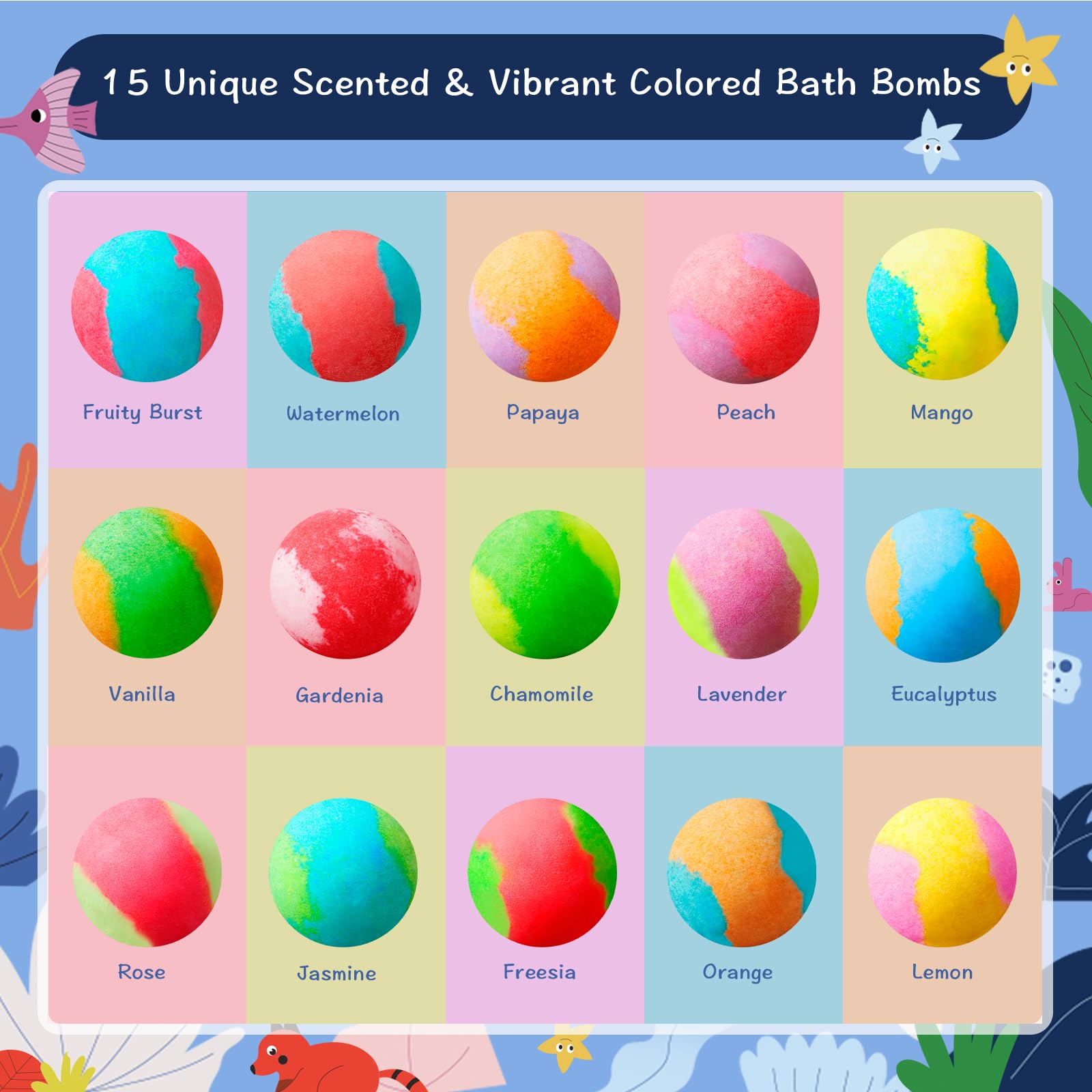 Kids Bath Bombs with Surprise Toys Inside - 30 Pack Gift Set with Animal Figures