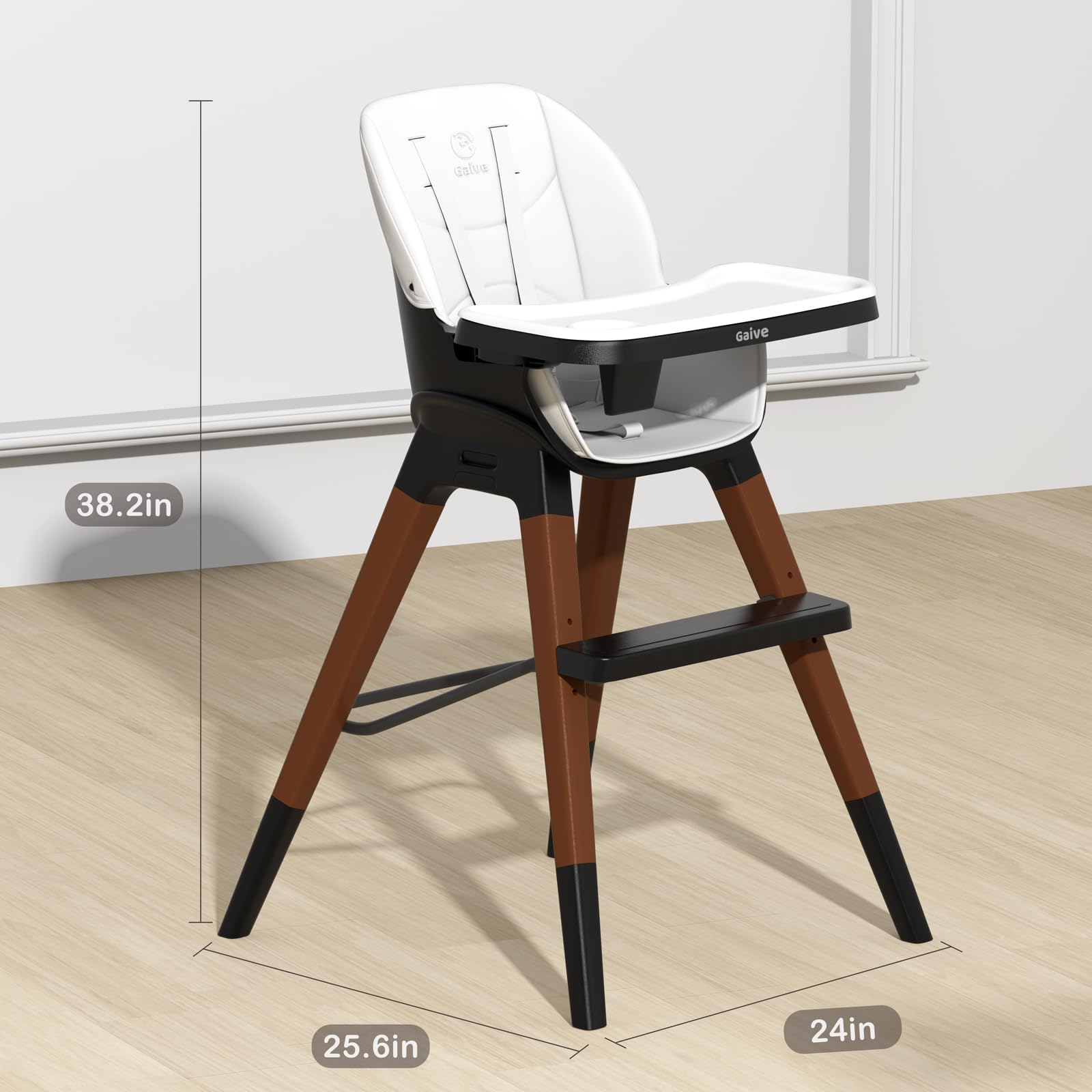 8 in 1 Highchair, Convertible Wooden Baby High Chair with Tray