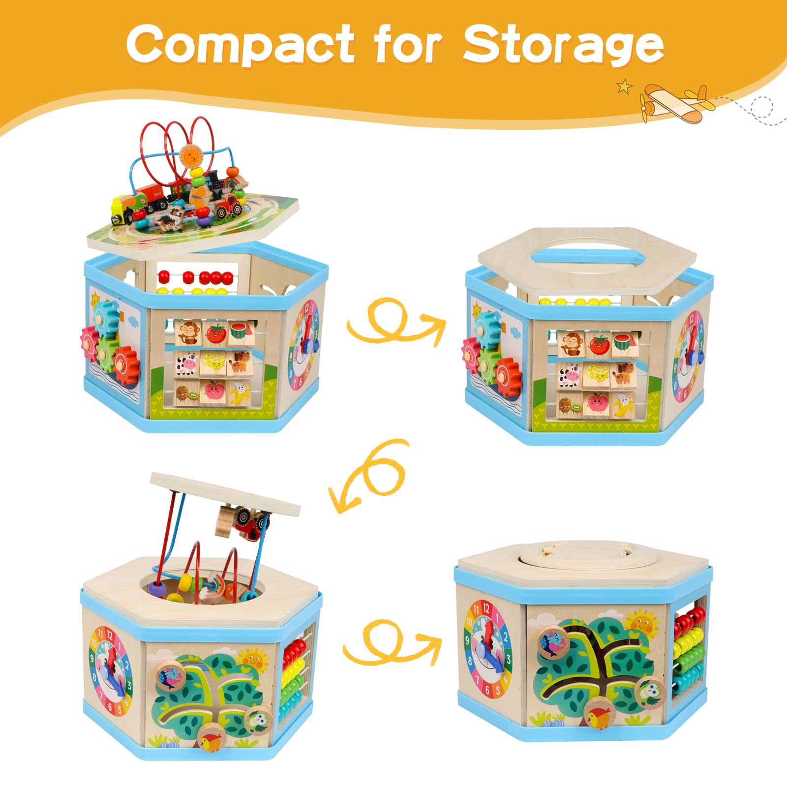 9-in-1 Wooden Activity Cube for Toddlers