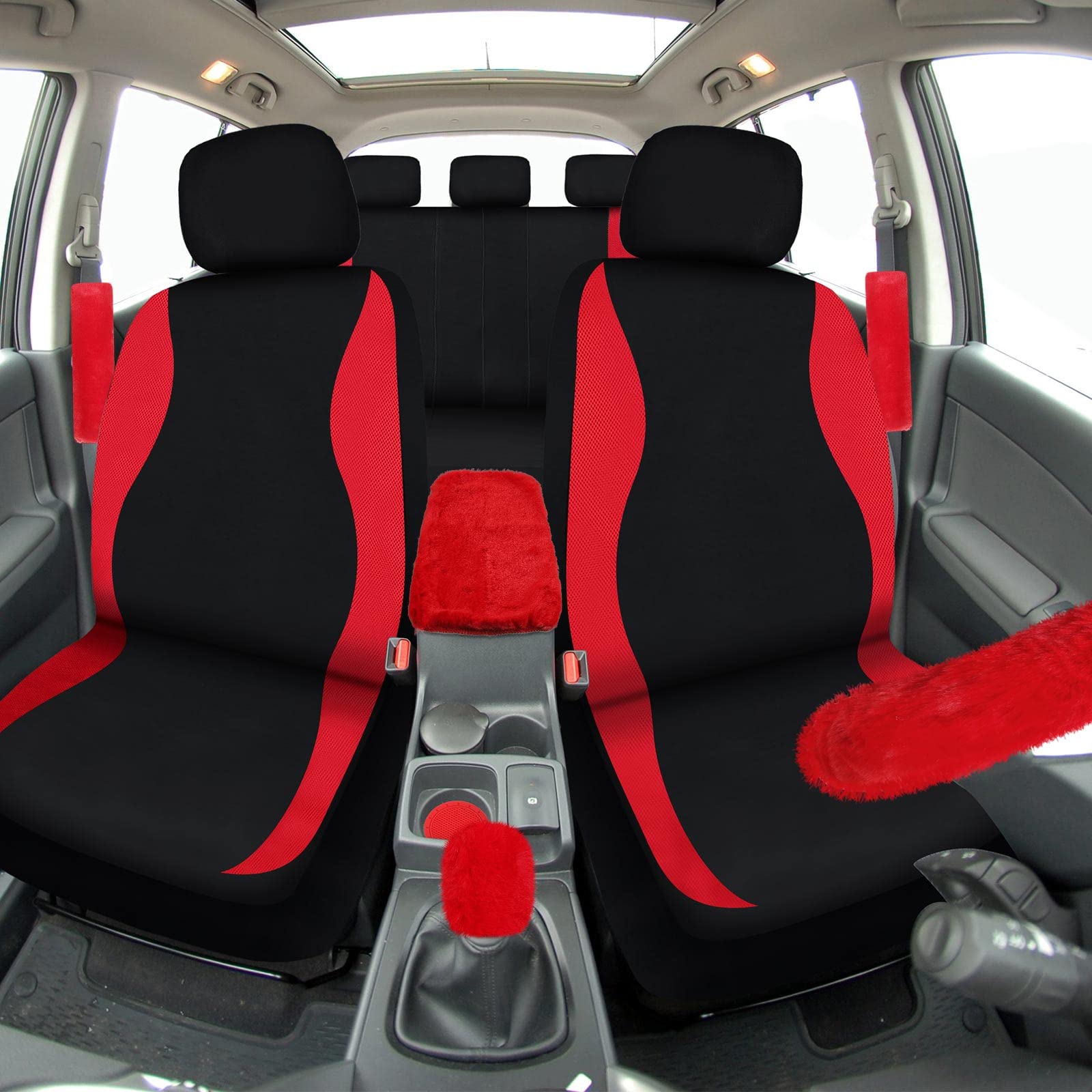 24 Pcs Red Car Seat Cover Full Set for Women