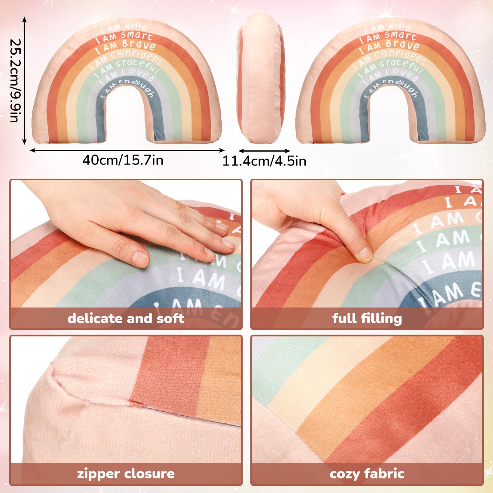 Rainbow Throw Pillow Boho Classroom Reading Corner Throw Pillow