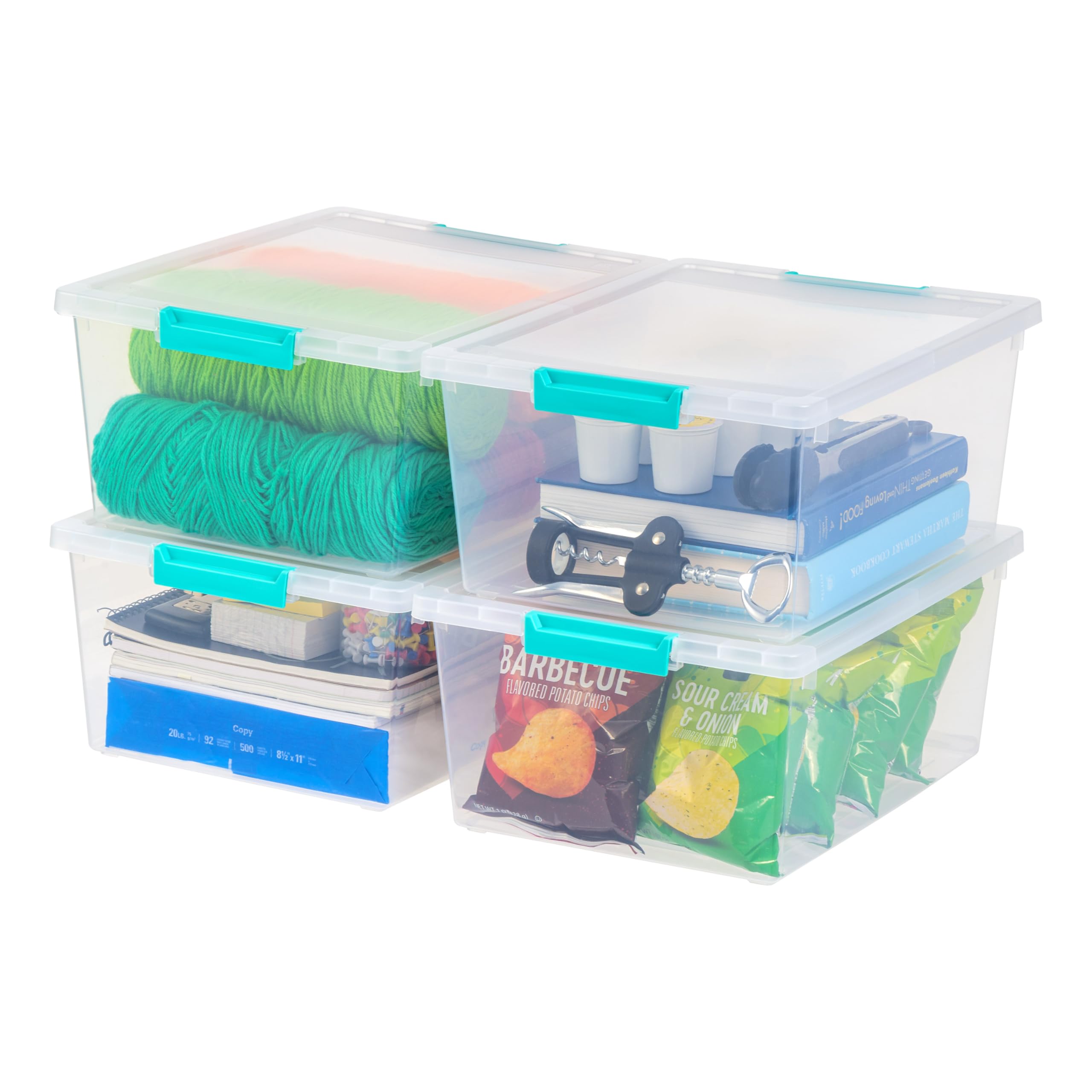 12 Qt Clear Plastic Storage Bins with Lids 4-Pack