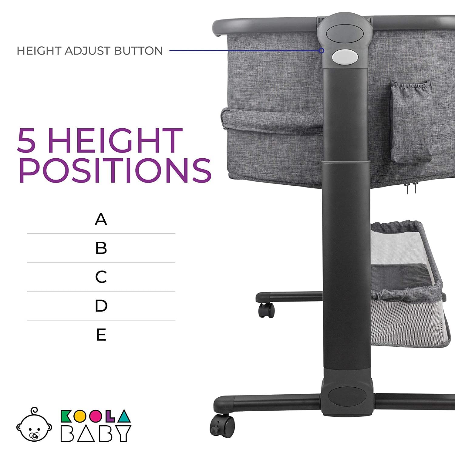 Bedside Baby Bassinet with Adjustable Height and Storage