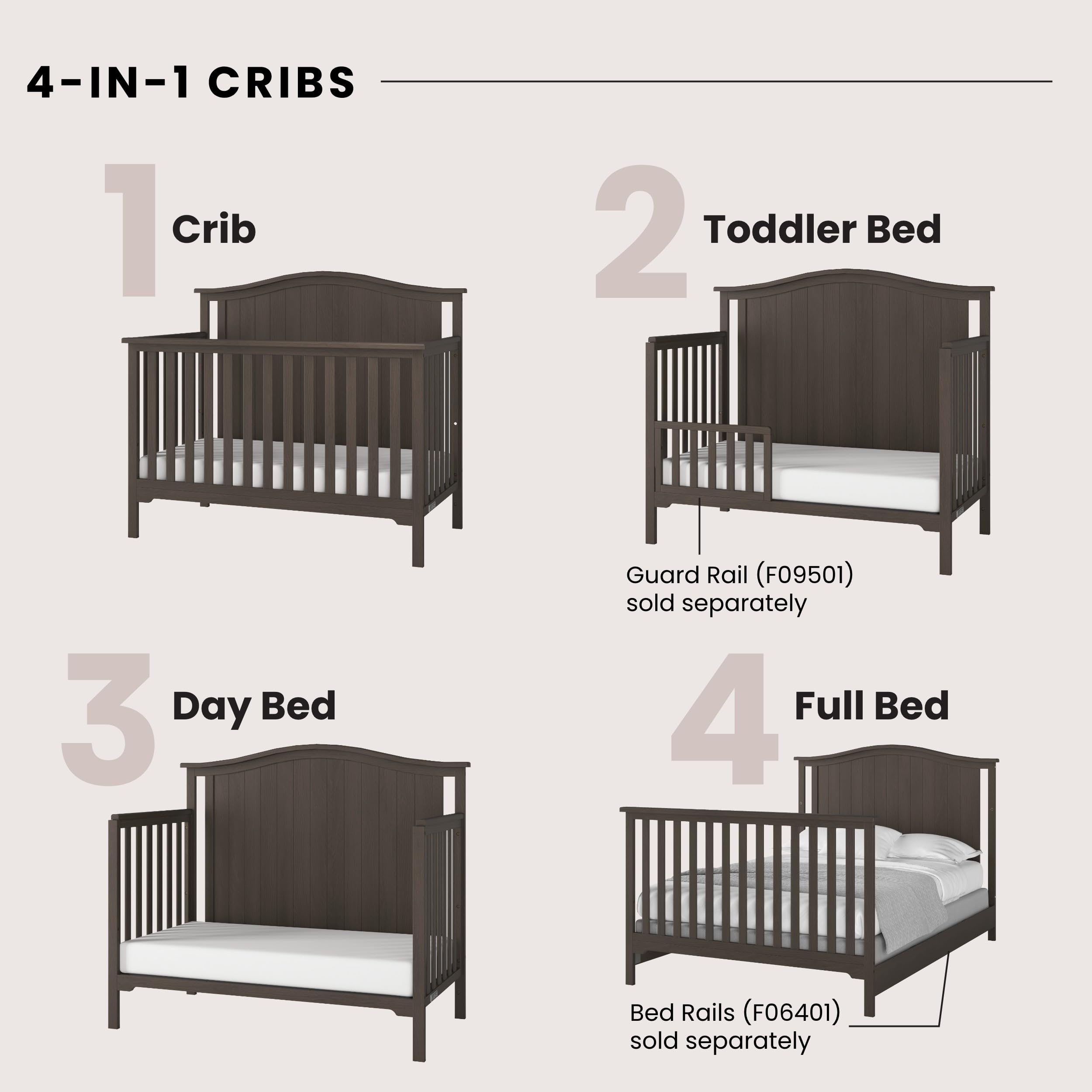 Hampton Arch Top 3-Piece Nursery Set with Convertible Crib