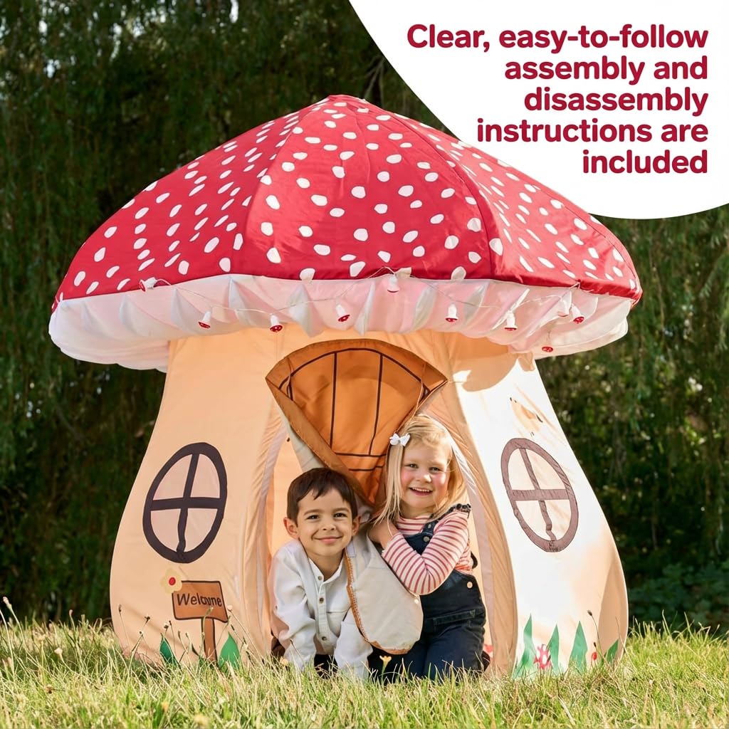 Mushroom Play Tent with Mat and Lights for Kids