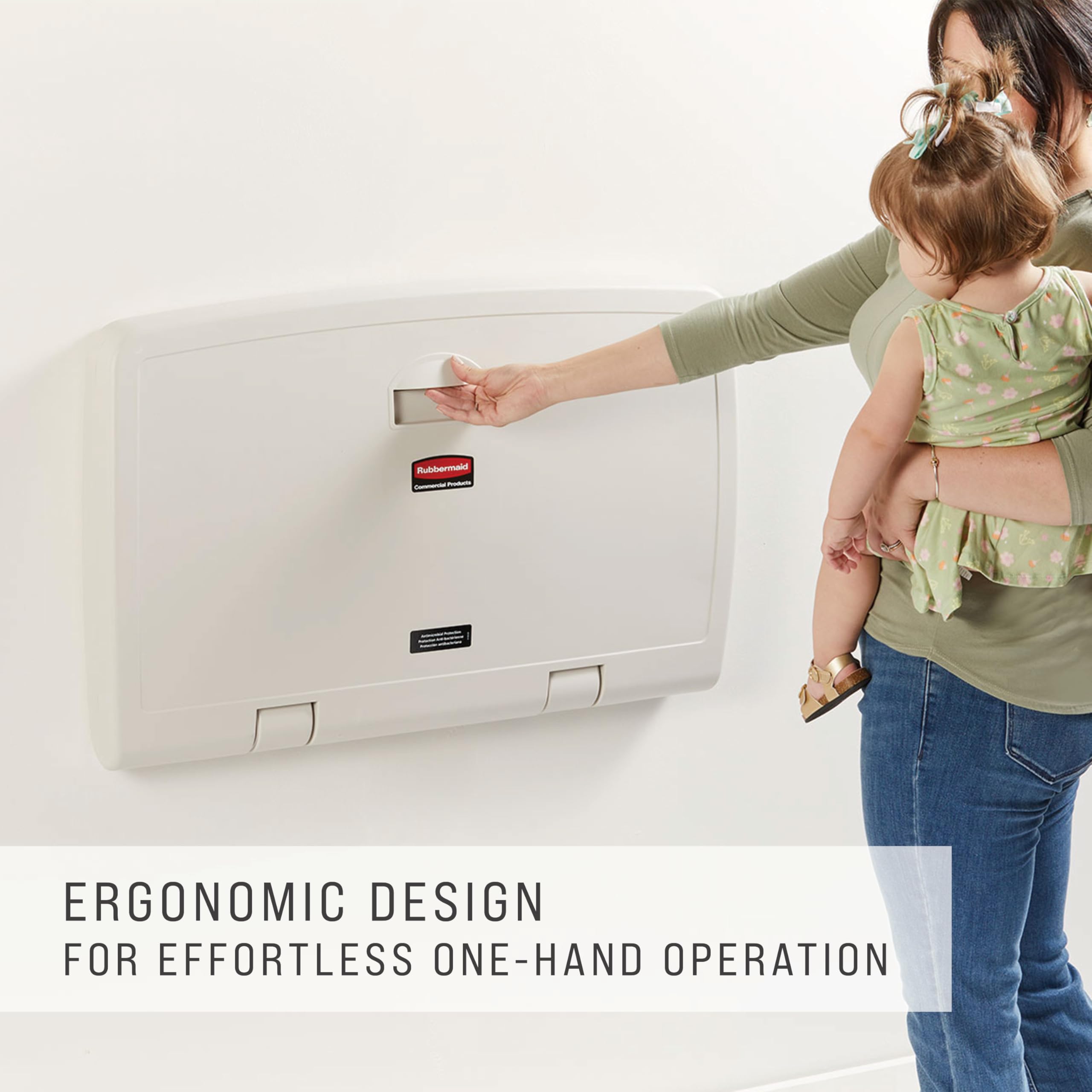 Wall-Mounted Horizontal Baby Changing Station with Safety Straps