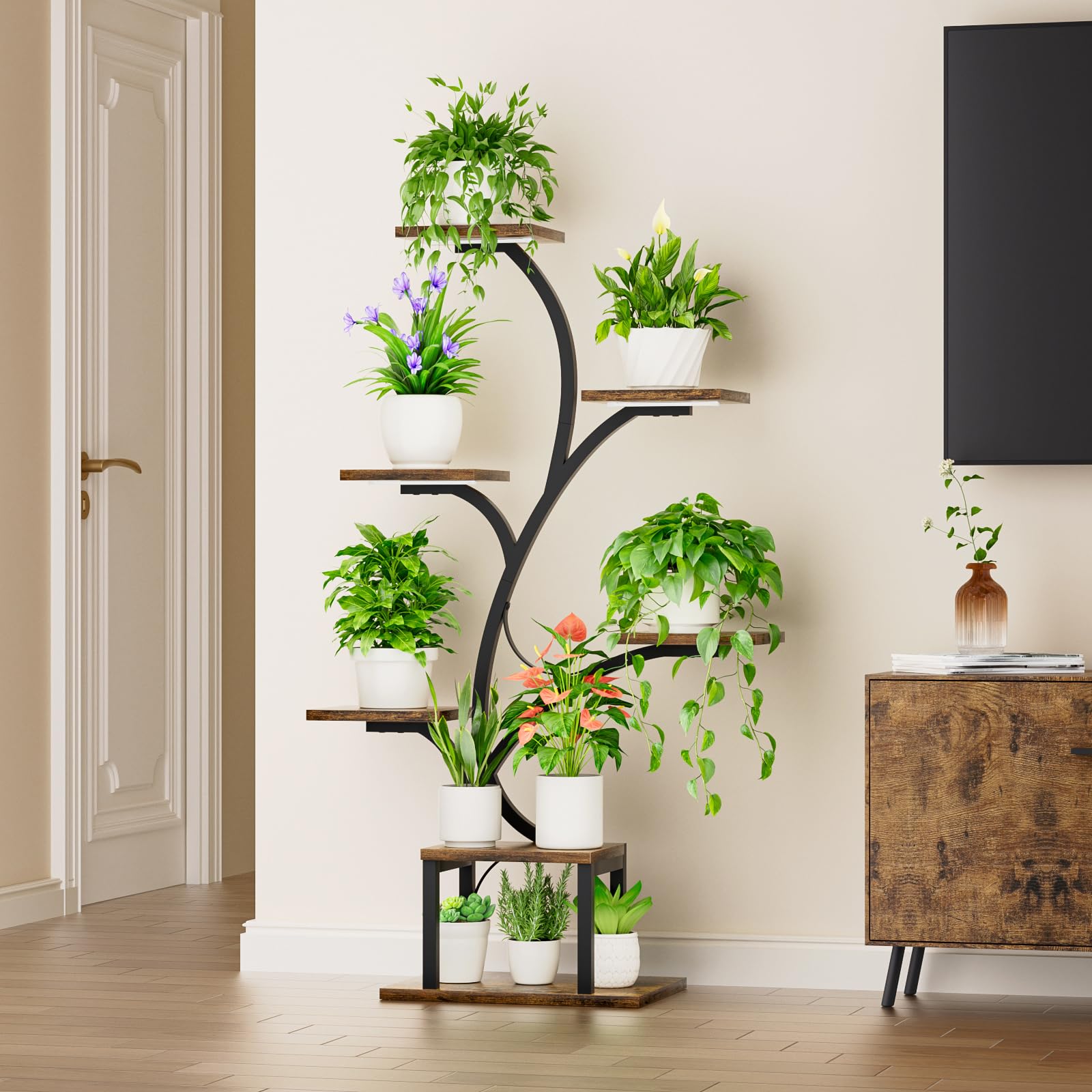 7-Tier Corner Plant Stand with Grow Lights
