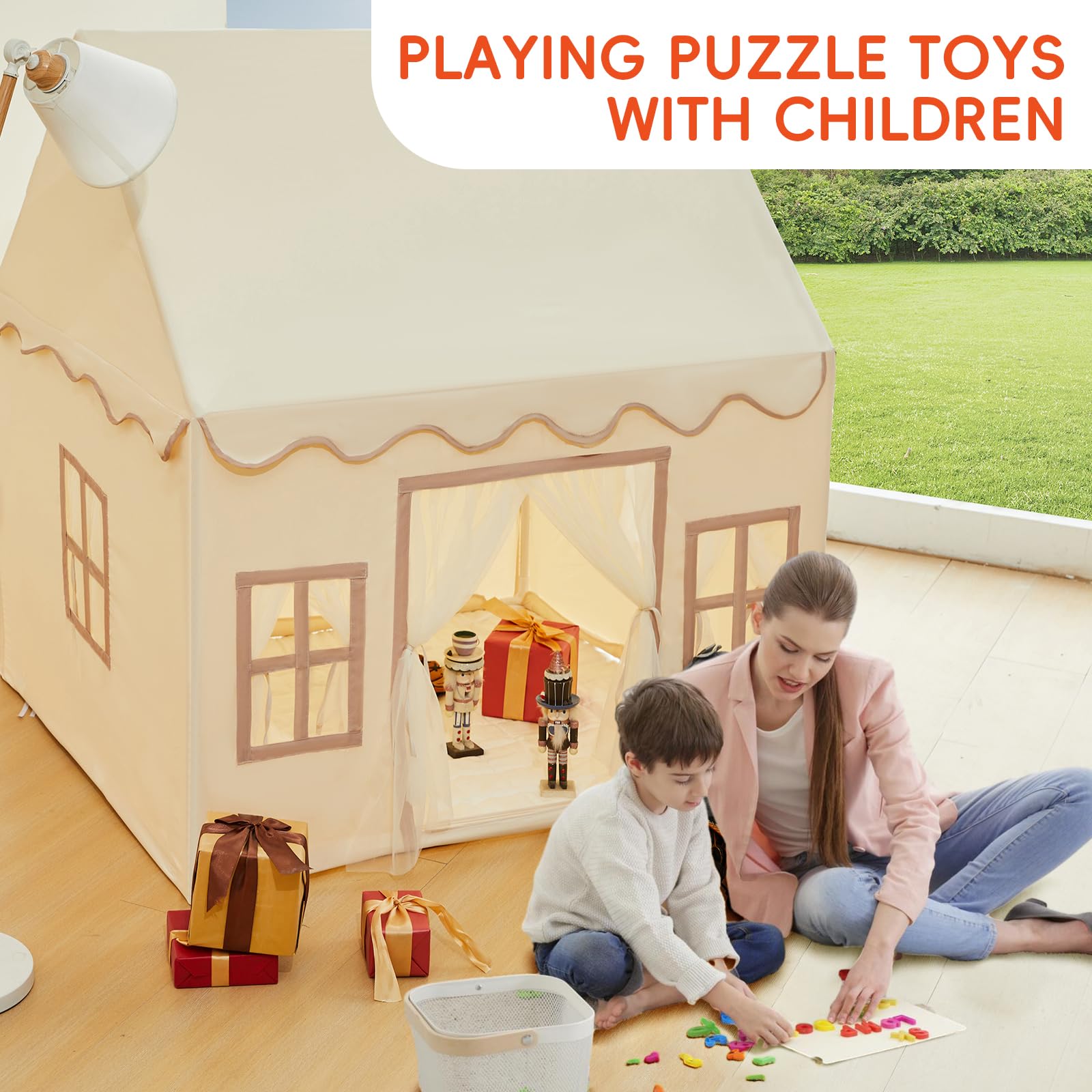 Kids Play Tent with Padded Mat and Star Lights