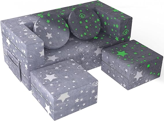 Kids Couch, 6PCS Modular Kids Play Chair with Blanket