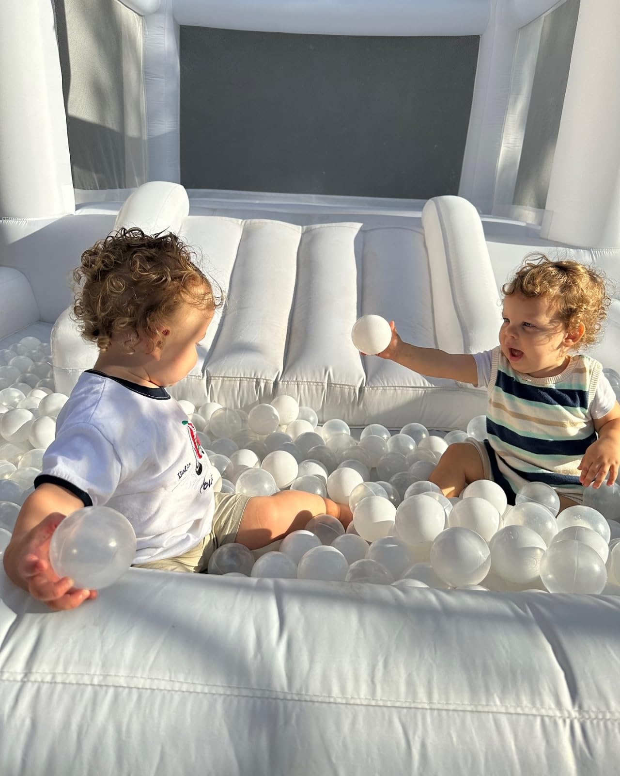 Inflatable White Bounce House for Kids with UL Blower-Portable, Large Ball Pool and Jump