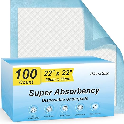 50 Count 30” x 36” Super Absorbency Disposable Underpads, Leakproof Quick Drying