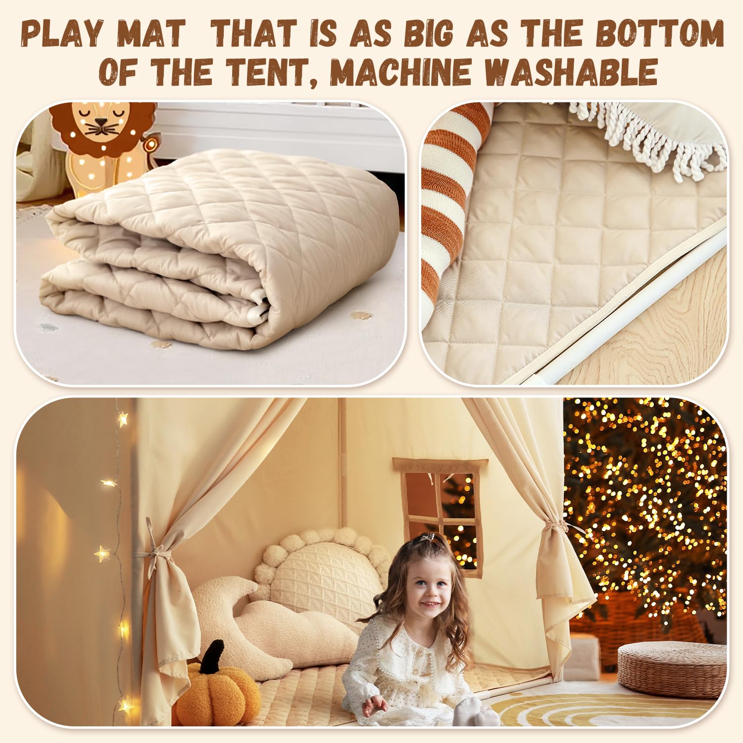 Indoor Play Tent with Padded Mat for Kids