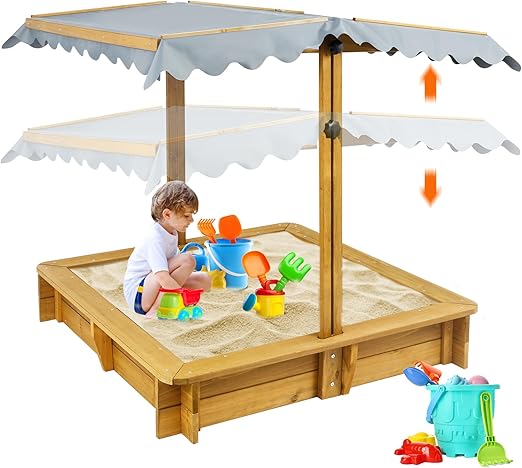 Sandbox with Cover, Sand Box with 4 Reinforced Benches