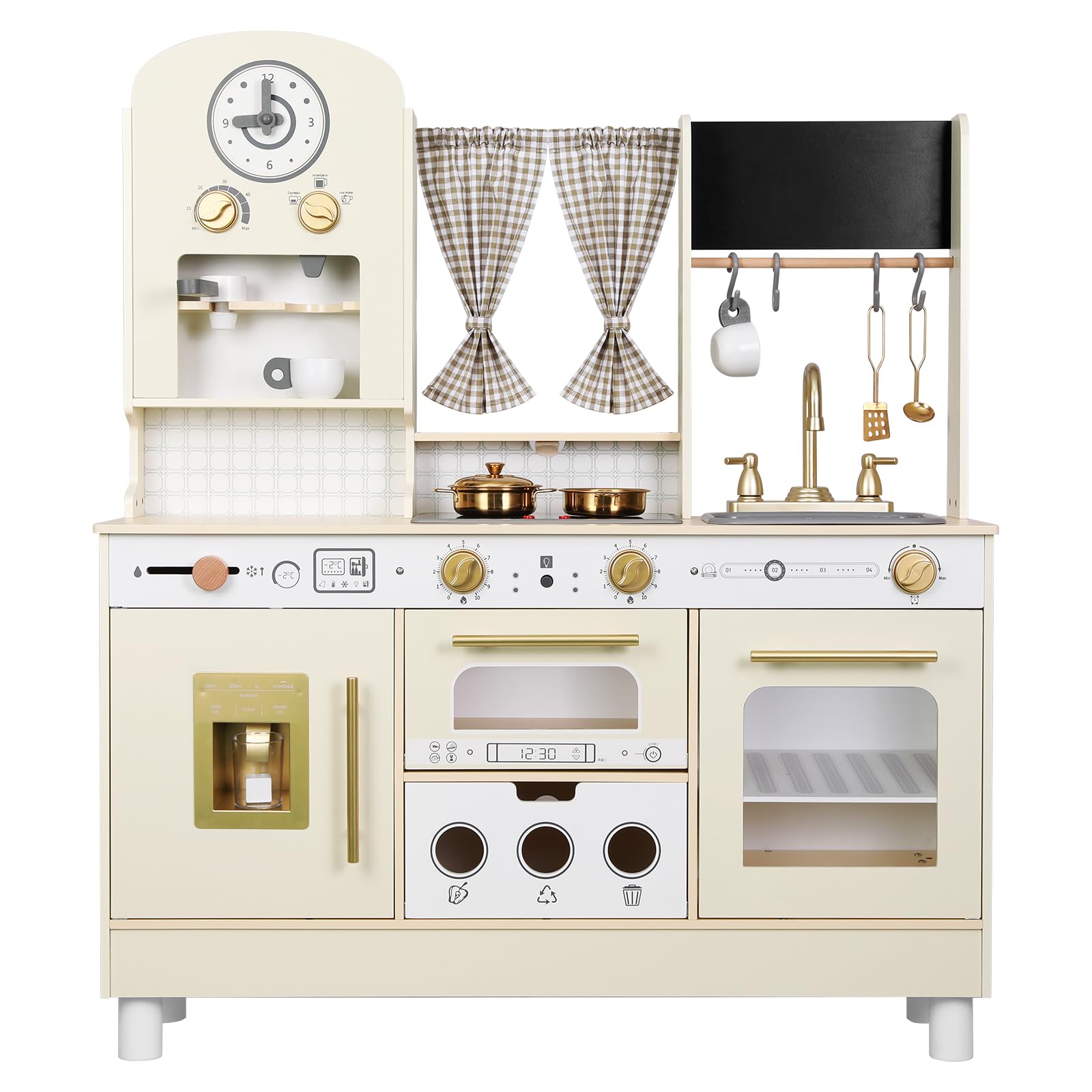 Height Adjustable Wooden Kitchen Playset with Accessories