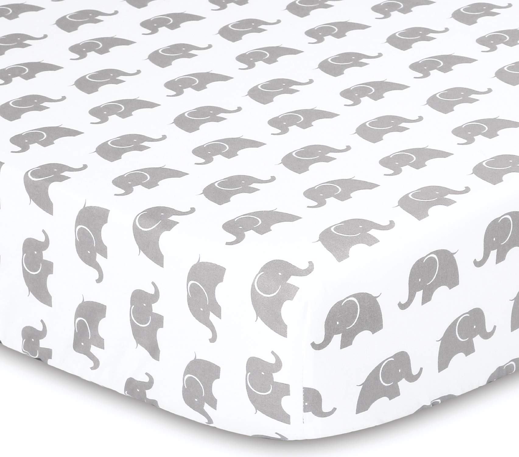 The Peanutshell 3 Piece Baby Crib Bedding Set for Boys & Girls - Newborn, Infant & Toddler Nursery Bed Set Decor with Fitted Crib Sheet, Dust Ruffle Comforter - Elephant Walk
