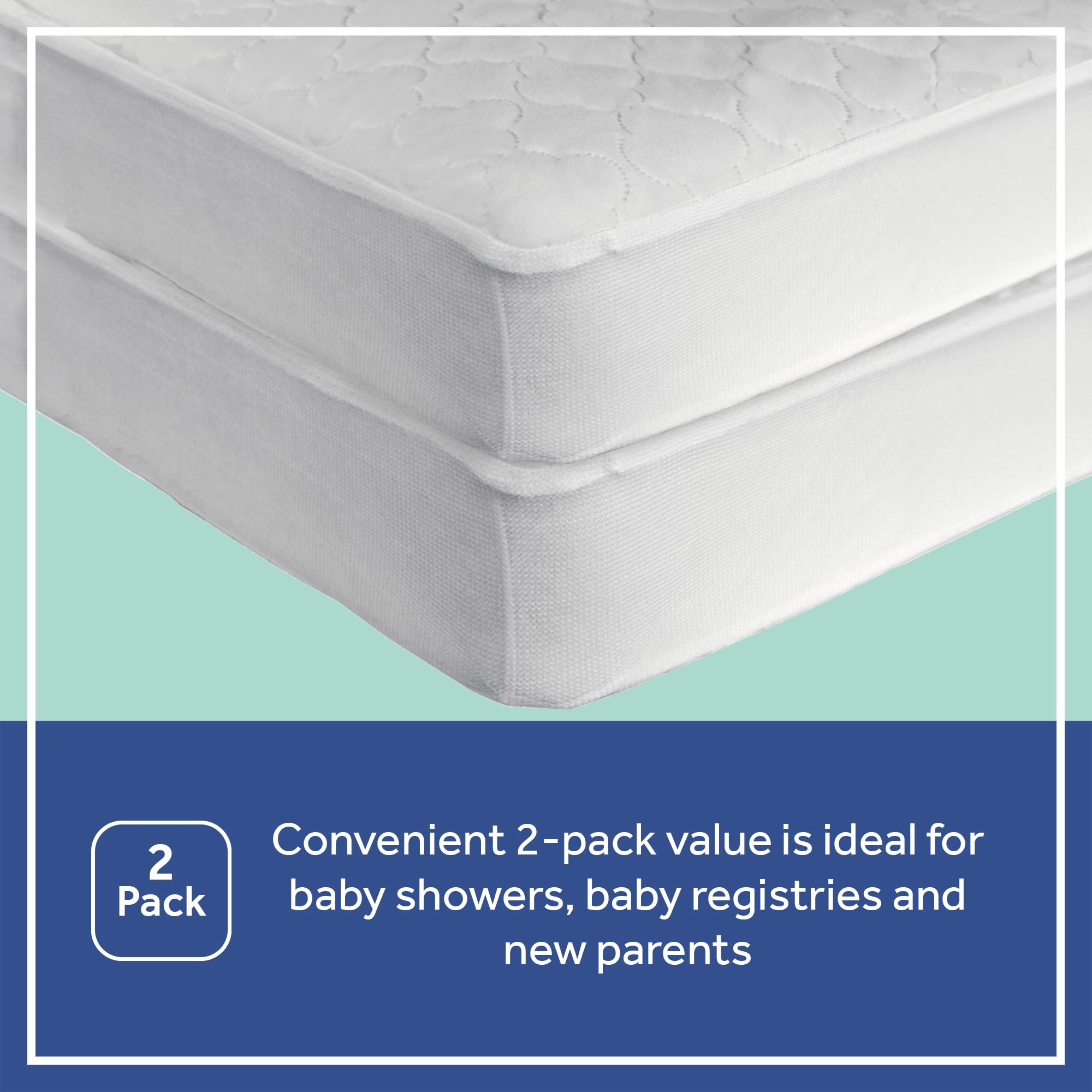 Sealy Baby 2-PACK Fitted Waterproof Infant Crib Mattress Protector Pad and Toddler Bed Cover, Durable and Comfortable Topper, Machine Washable and Dryer Friendly, 52x28”- White