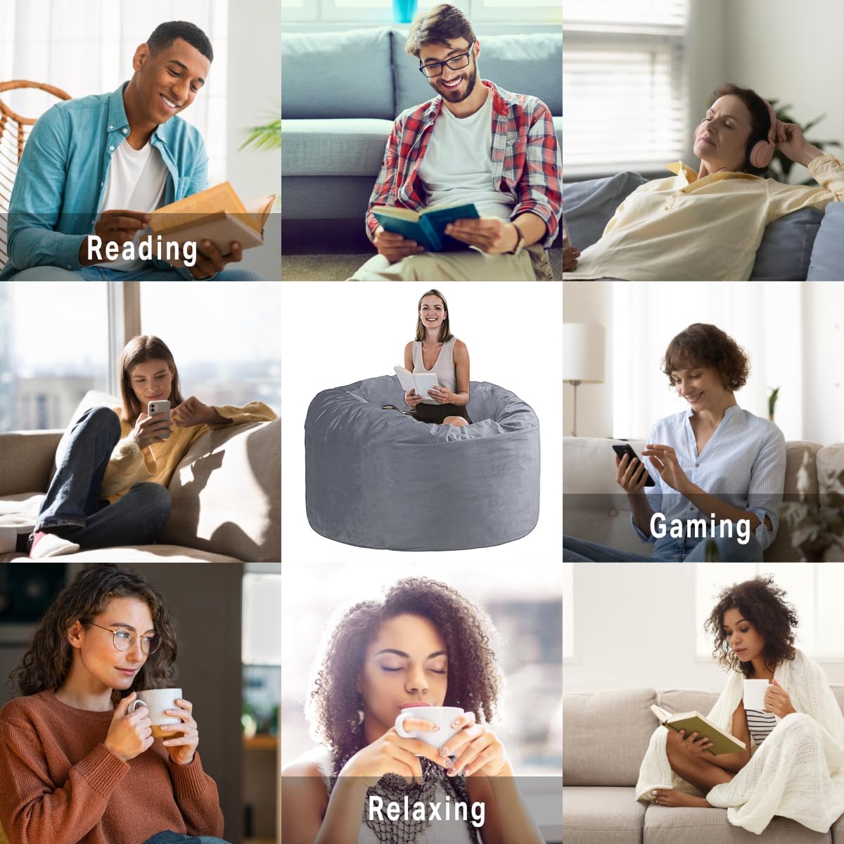 Memory Foam Bean Bag Chair for Adults and Kids